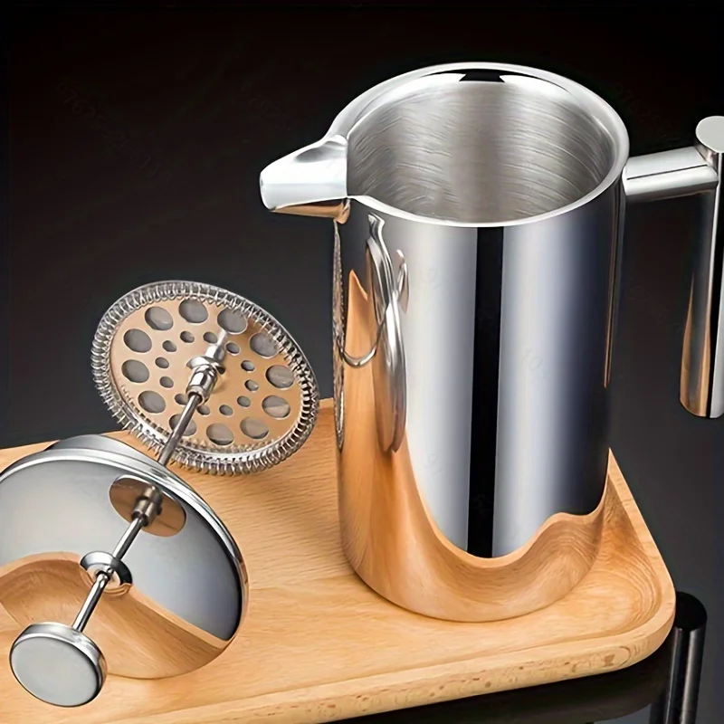 French Press Coffee & Tea - Thermal Insulated with Wooden Handle &