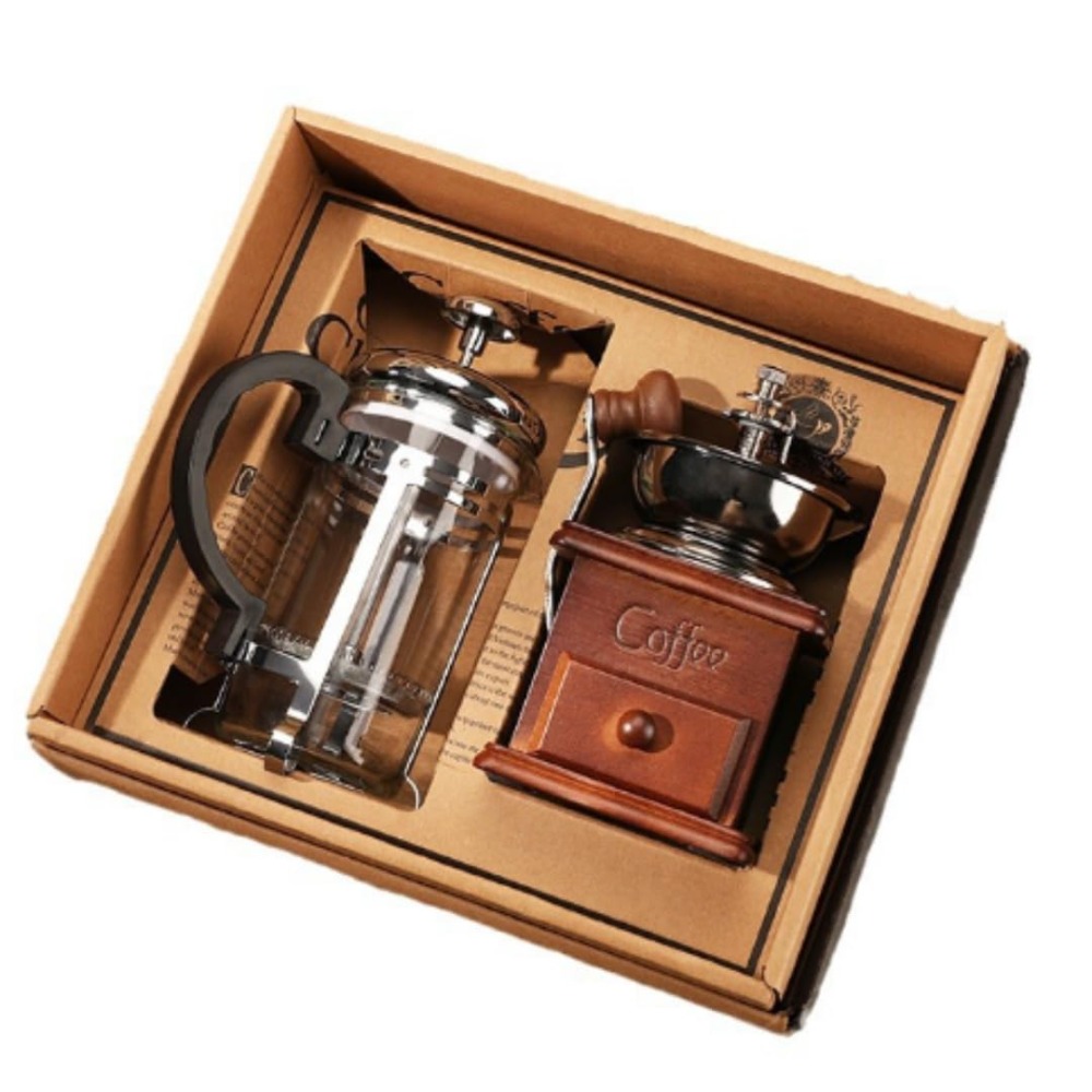 French Press Coffee & Tea - Coffee Maker Set Manual Coffee Grinder
