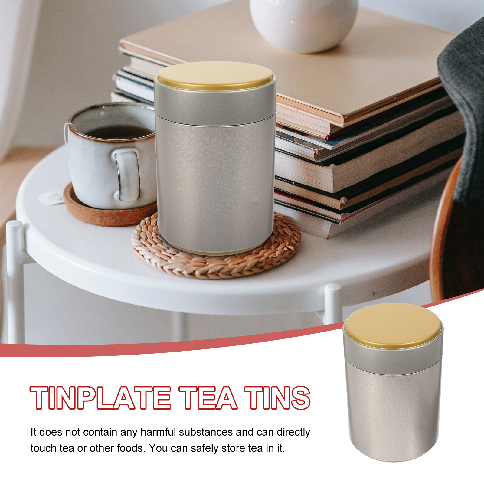 Elegant Sealed Tea Jar Tinplat - Coffee Tea Leaf And Bean のレビューと価格