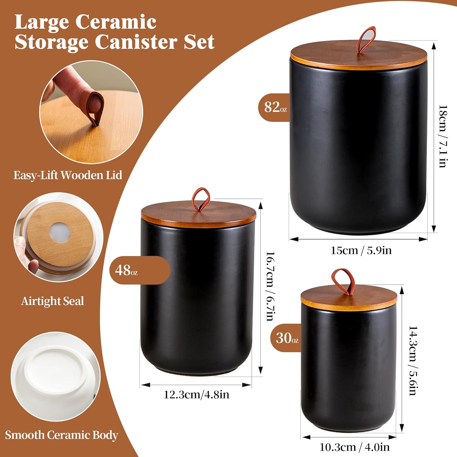 Ceramic Canister Set (30 oz, 4 - Coffee Tea Sugar のレビューと価格
