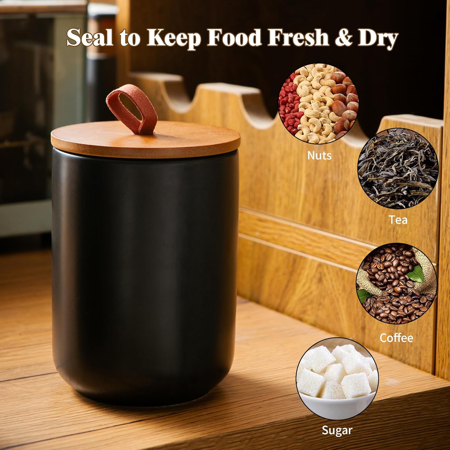 Ceramic Canister Set (30 oz, 4 - Coffee Tea Sugar のレビューと価格