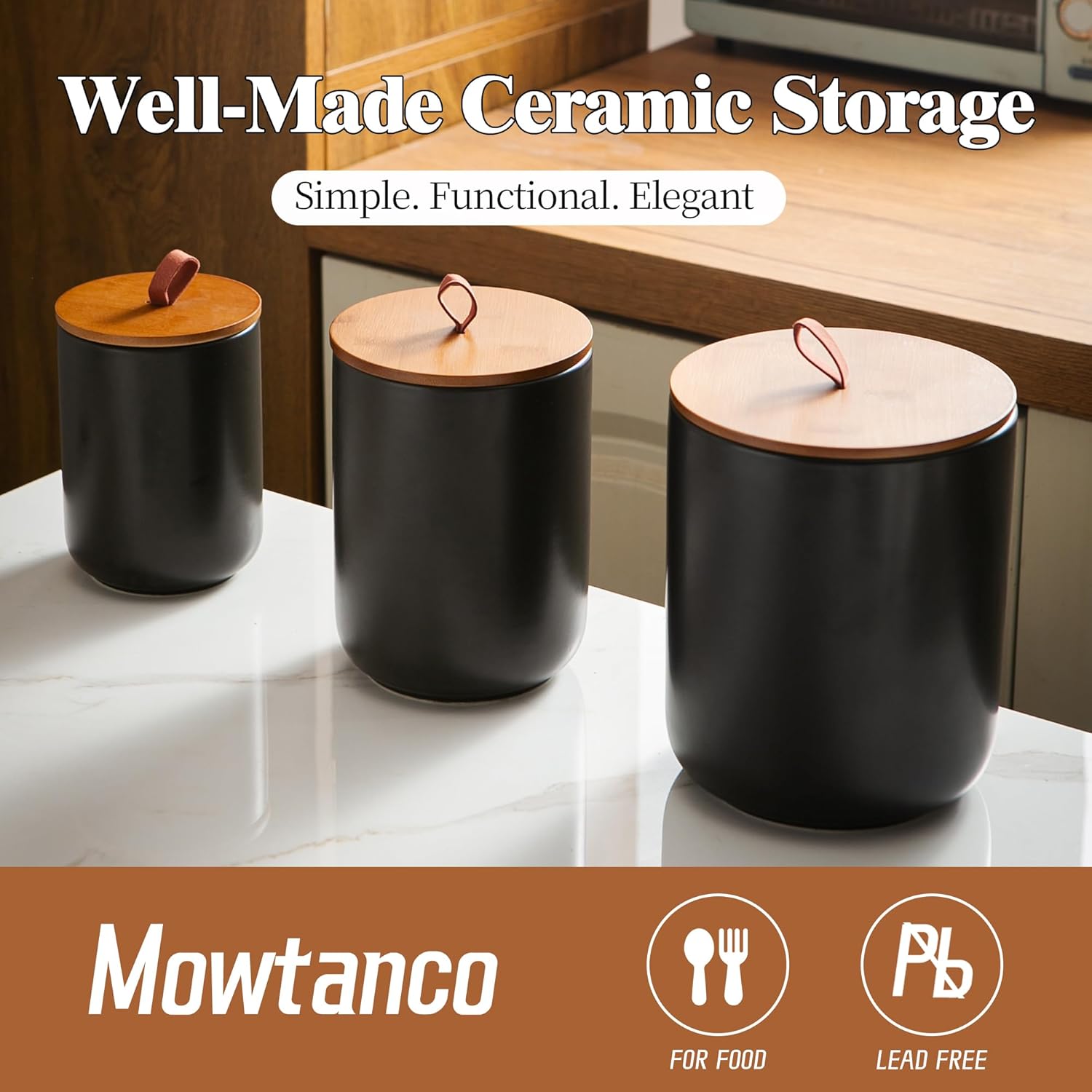 Ceramic Canister Set (30 oz, 4 - Coffee Tea Sugar のレビューと価格