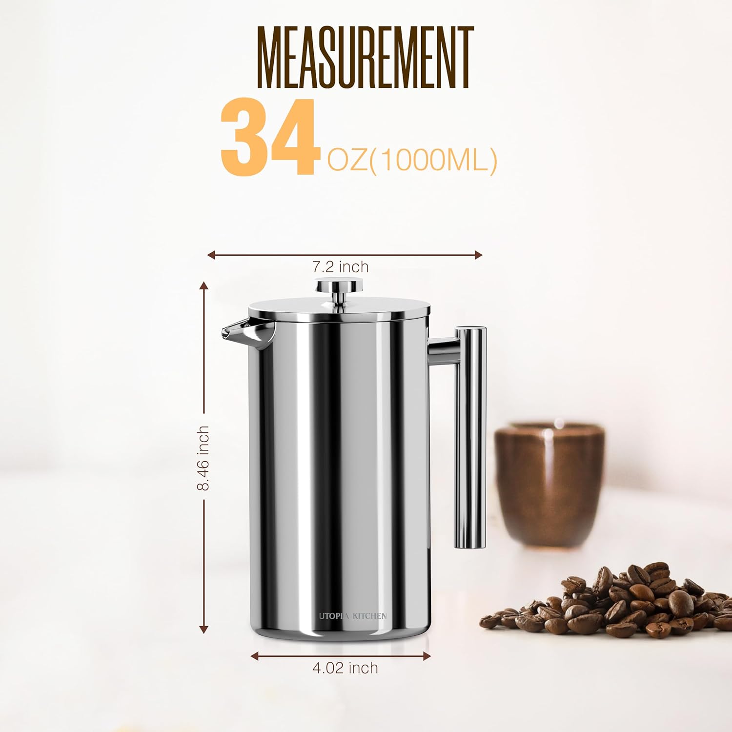 Kitchen 304 Grade Stainless St - French Press Coffee & Tea のレビューと価格