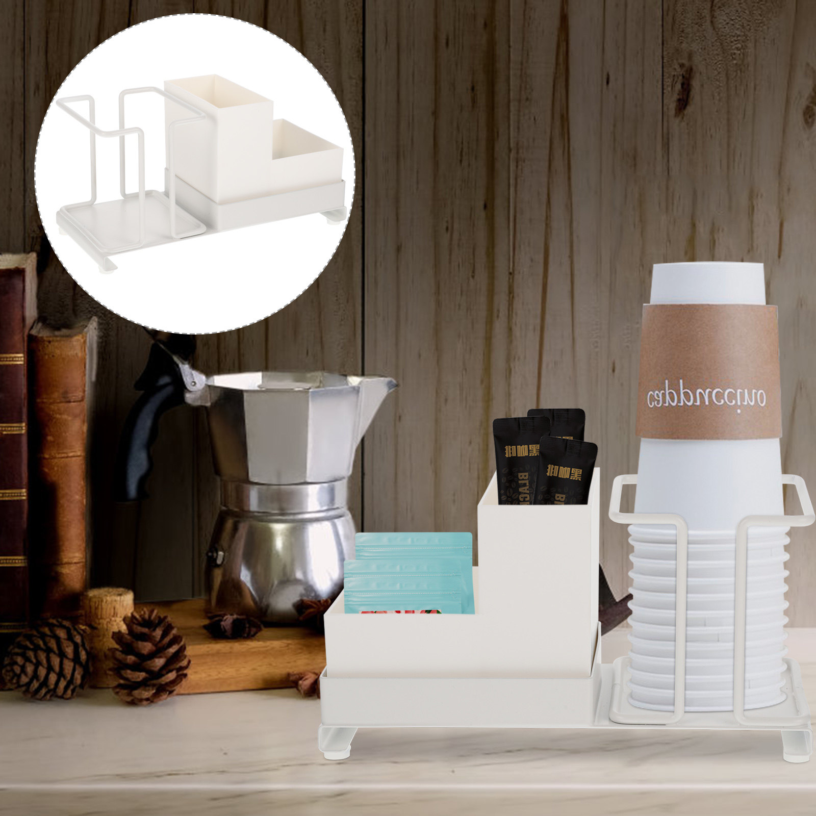 Coffee Bar Organizer Cup Rack  - Coffee Tea Sugar のレビューと価格