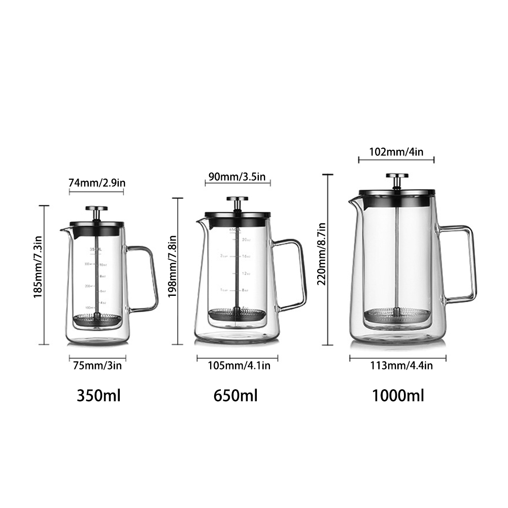 Double Layers French Press Pot - French Press Coffee & Tea のレビューと価格