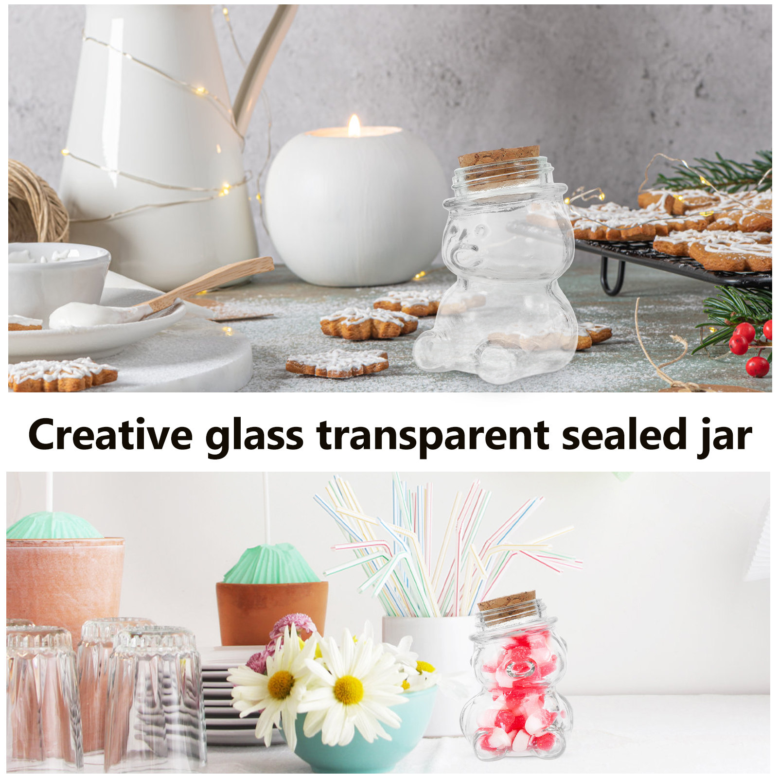4Pcs Glass Candy Jar Set Trans - Coffee Tea Sugar のレビューと価格