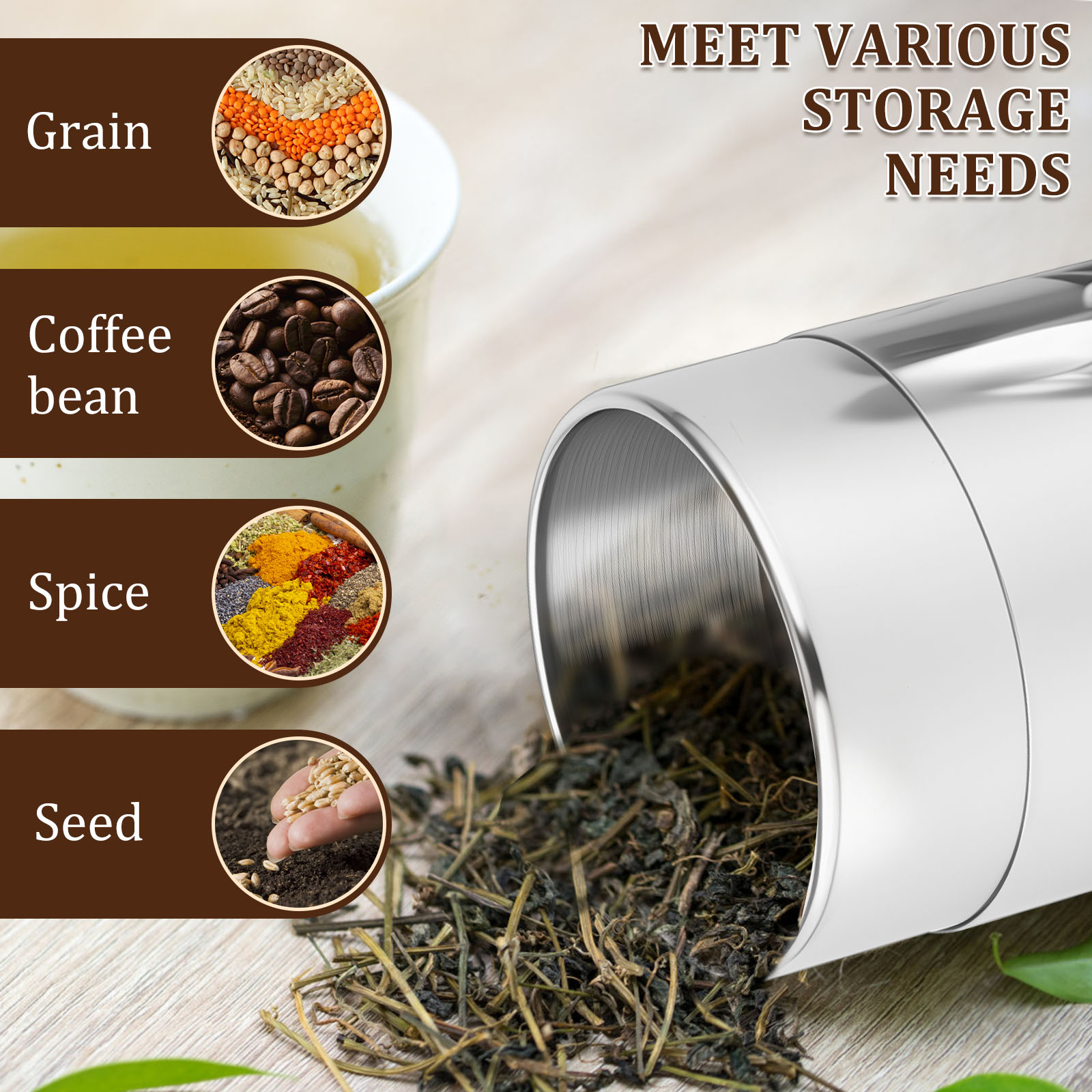 Stainless Steel Tea Leaf Tins  - Coffee Tea Leaf And Bean のレビューと価格