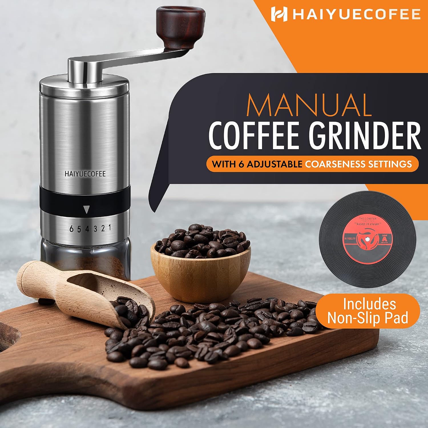 Manual Coffee Grinder with 6 A - French Press Coffee & Tea のレビューと価格