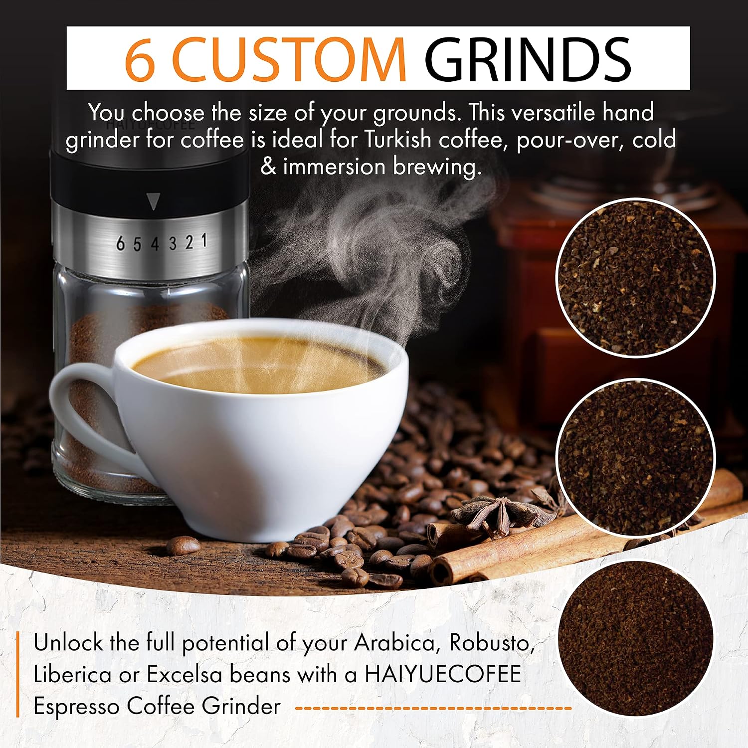 Manual Coffee Grinder with 6 A - French Press Coffee & Tea のレビューと価格
