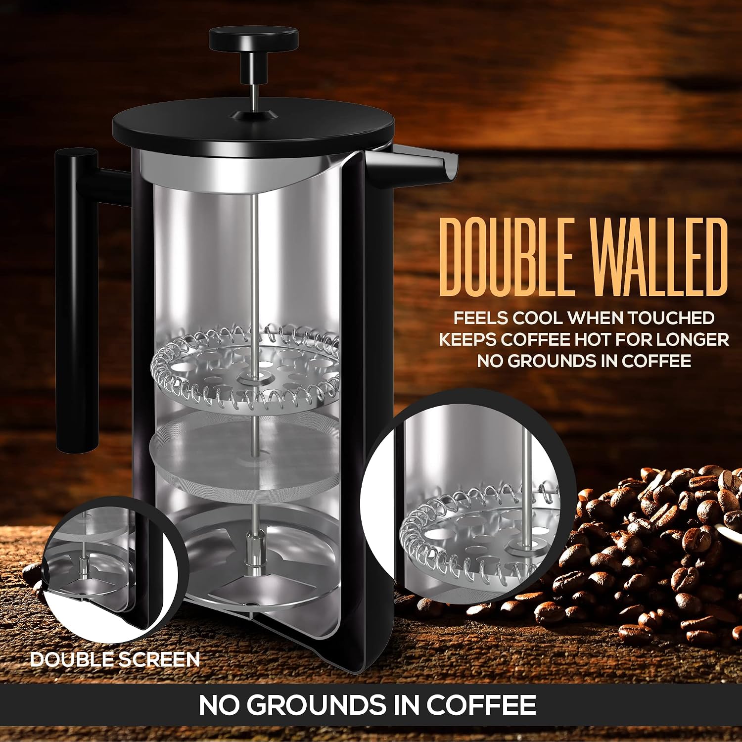 Double Wall Insulated French P - French Press Coffee & Tea のレビューと価格